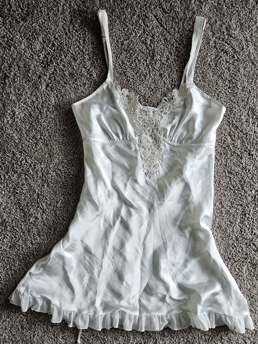 White Lace-Trim Slip Dress